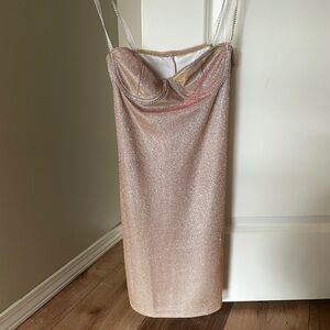 Champagne Glitter Sparkling Bustier Mini Dress